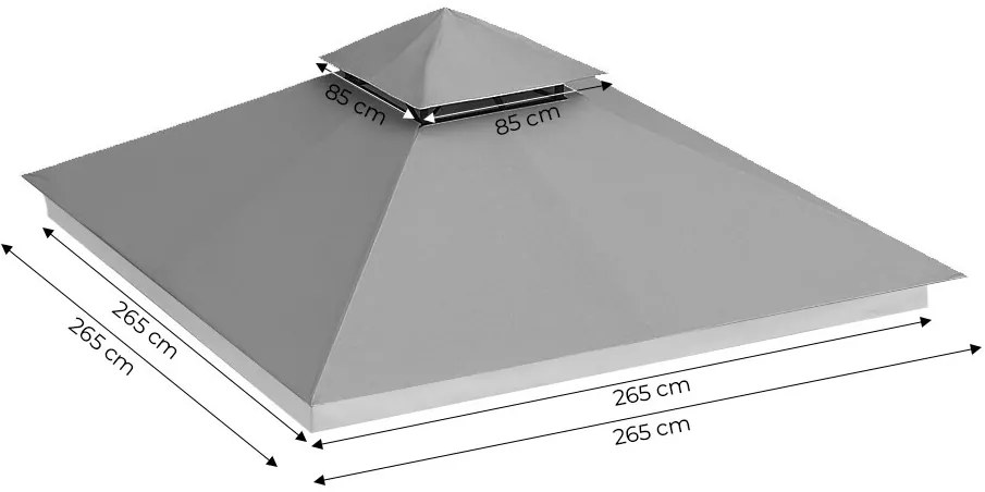 MultiGarden Strecha na záhradný pavilón 3x3 m vodotesné - sivá MultiGarden