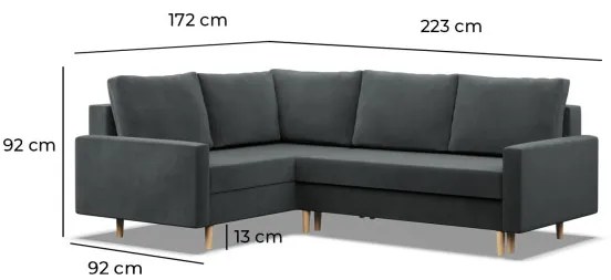 Rohová rozkladacia sedačka BLANK Elegant ľavá, tmavosivá