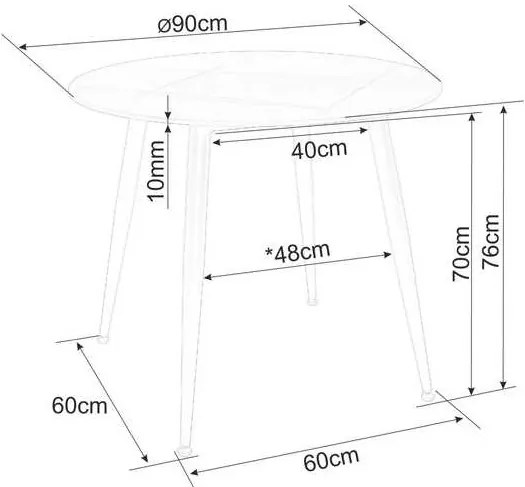 Jedálenský stôl Rion - priemer 90 cm, čierna
