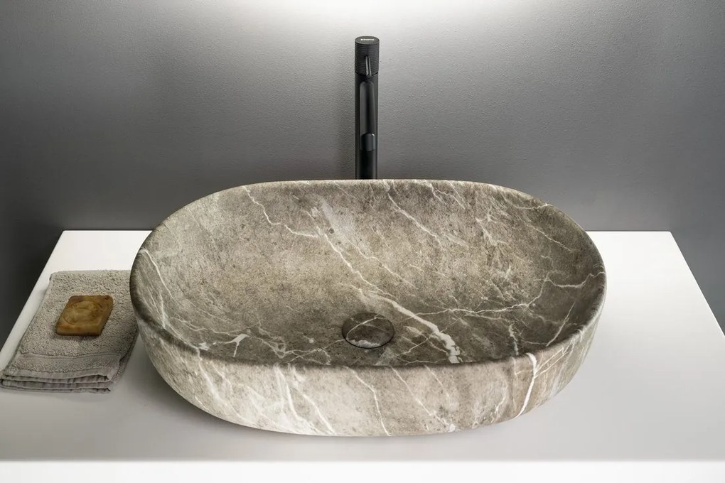 Sapho Sapho, CALEO keramické umývadlo na dosku 60x42cm, breccia marmor, CA590BM