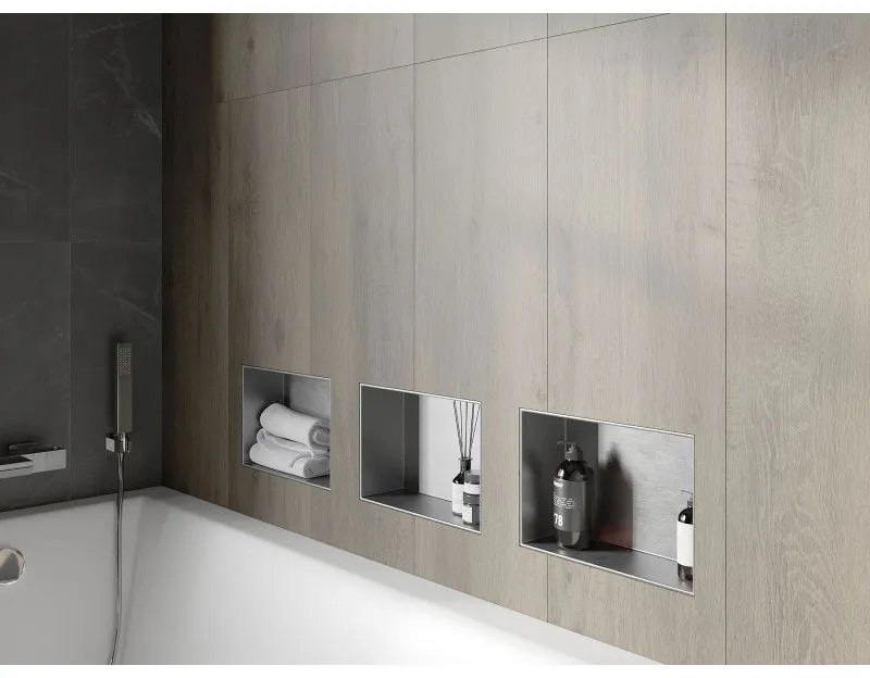 Mexen X-Wall-NR, polička na zapustenie pod obklad bez goliera 30 x 20 cm, oceľová, 1911302010