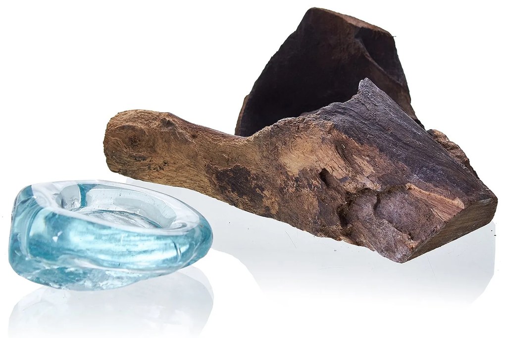 Roztavené sklo na dreve - Svietnik