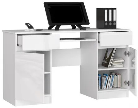 Počítačový stôl A5 - biela/biela lesk