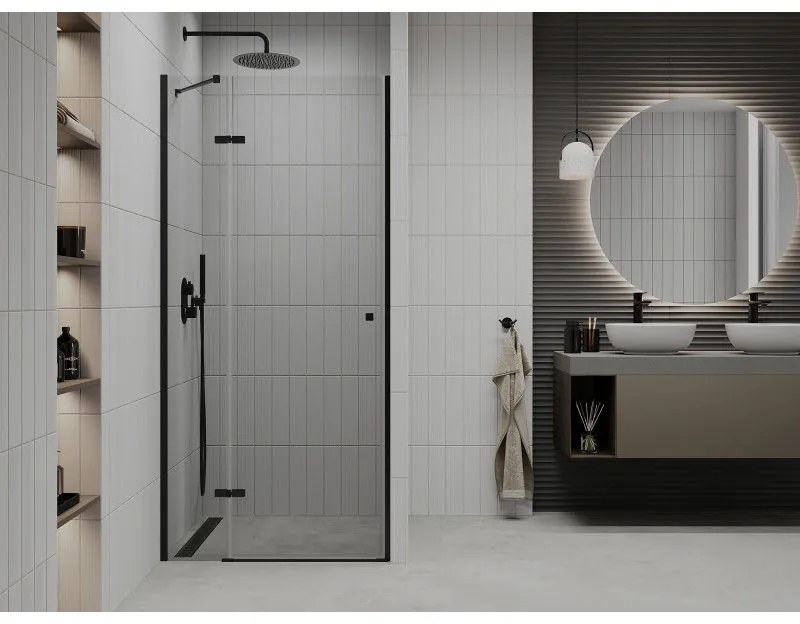 Mexen Roma, sprchové dvere do otvoru 120 x 190 cm, 6mm číre sklo, čierny profil, 854-120-000-70-00