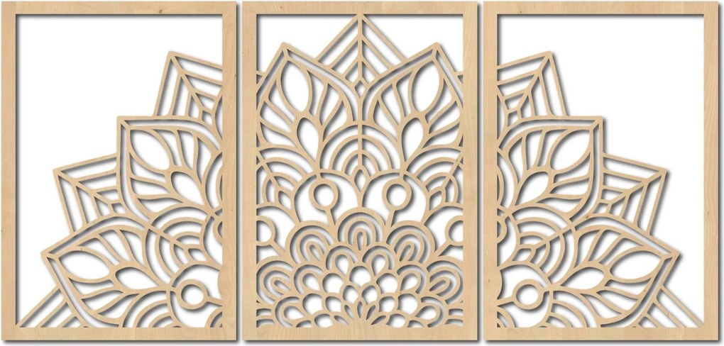 3-dielna mandala kvetov na stenu | FLOFER: HDF - Orech 60 x 30 cm 4746-113499 HDF0583-60 x 30-WENGE