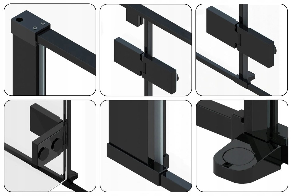 Rea Fargo Black, sprchový kút s krídlovými dverami 120 (dvere) x 90 (stena) x 195 cm, 6mm číre sklo, čierny profil, REA-K3214
