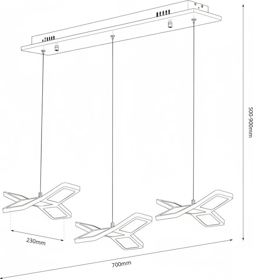 Závesné LED svietidlo Pixels, 3x LED 75w, 4000k, w