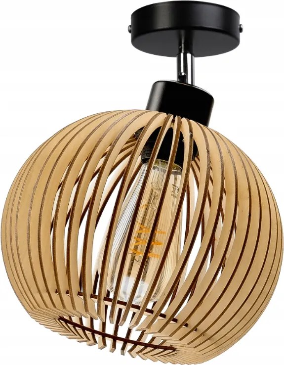 Stropné svietidlo LED stropný luster nástenné svietidlo E27 drevená guľa