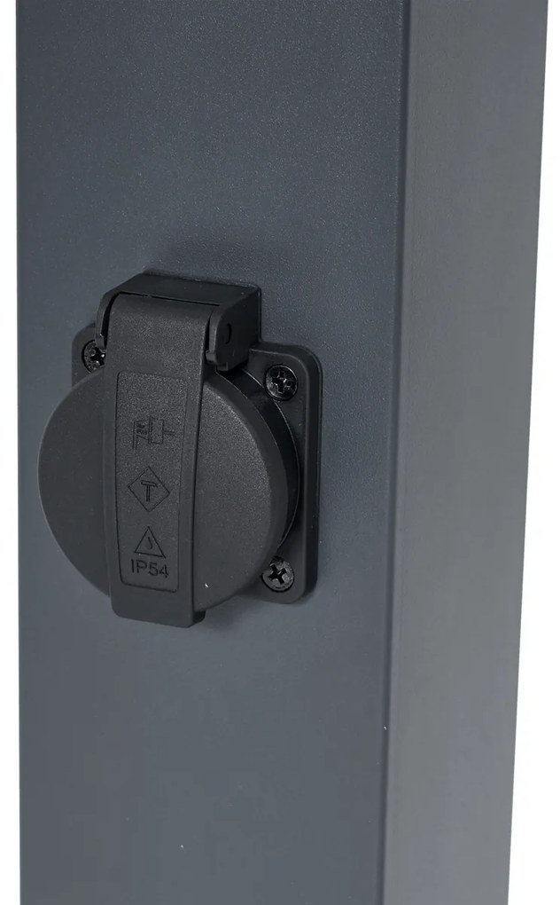 Vonkajšia lampa tmavosivá s dymovým sklom 80 cm IP44 so zásuvkou a snímačom pohybu - Malios