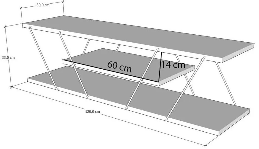 TV stolík v dekore orecha v prírodnej farbe 120x33 cm Canaz – Kalune Design