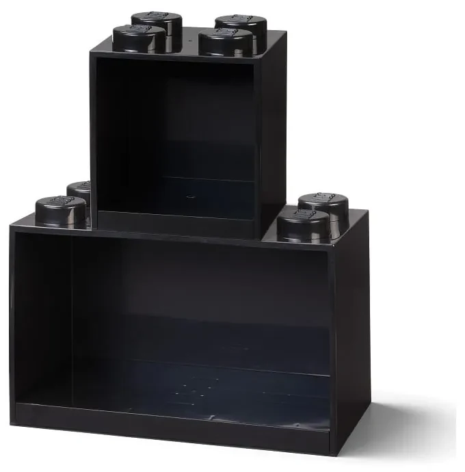 Súprava 2 detských čiernych nástenných políc LEGO® Brick