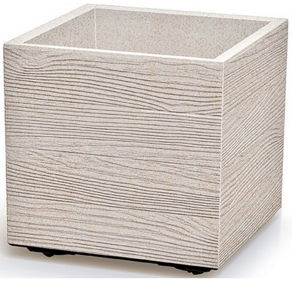 Kvetináč MADERA SQUARE ECO WOOD 28,8 cm , biely