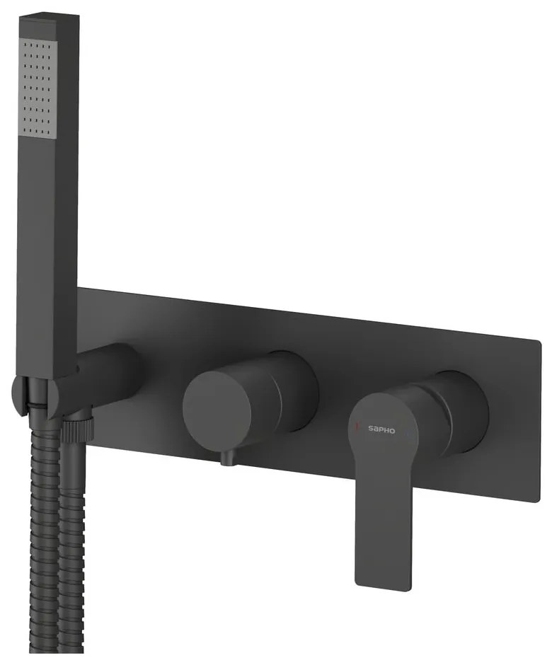 Matne čierna podomietková sprchová batéria (2 výstupy) Pax – Sapho