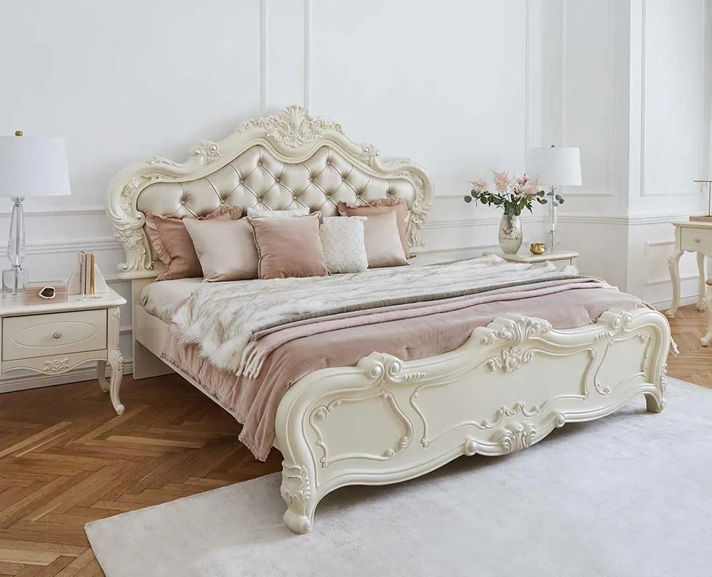 Posteľ Josephine, 180x200, krémová, čalúnená