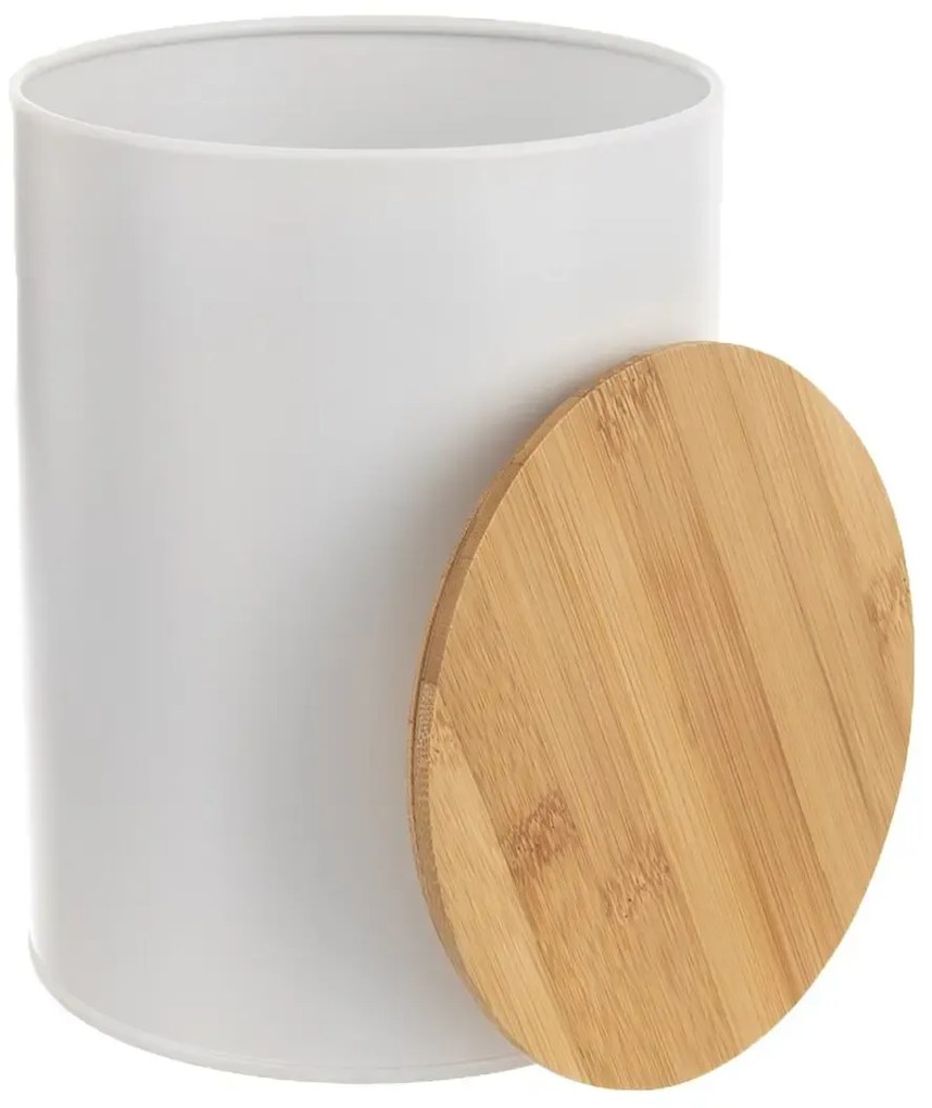 Orion Dóza na potraviny, plechová, biela, s bambusovým vrchnákom - 2,3l