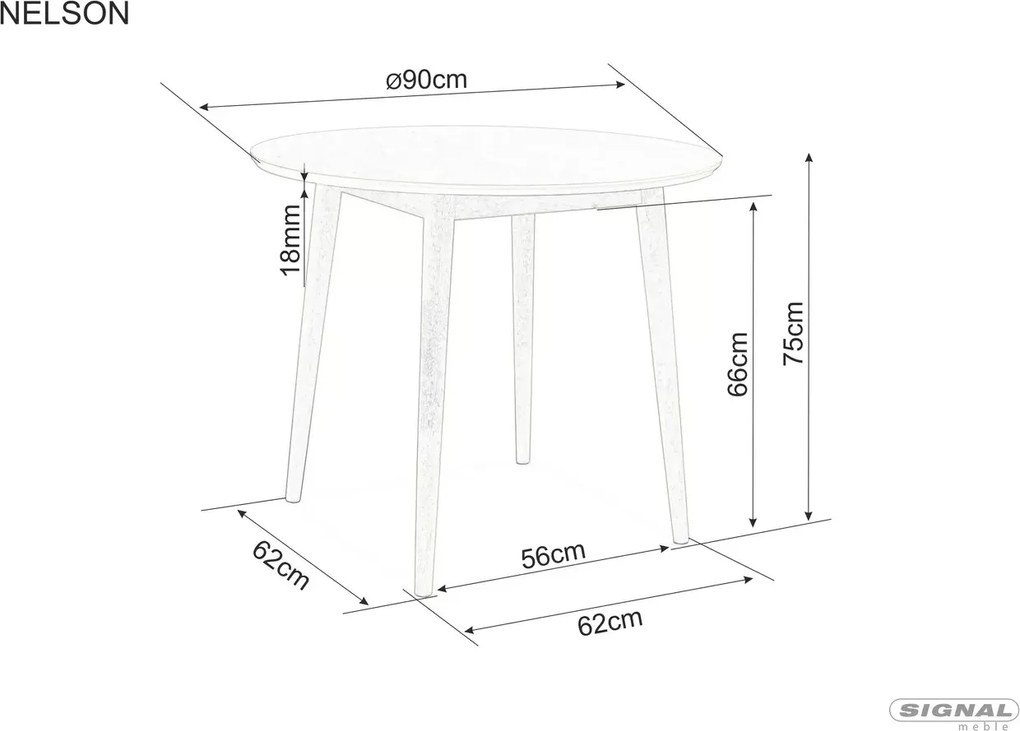 Jedálenský stôl Nelson 90 cm dub medový