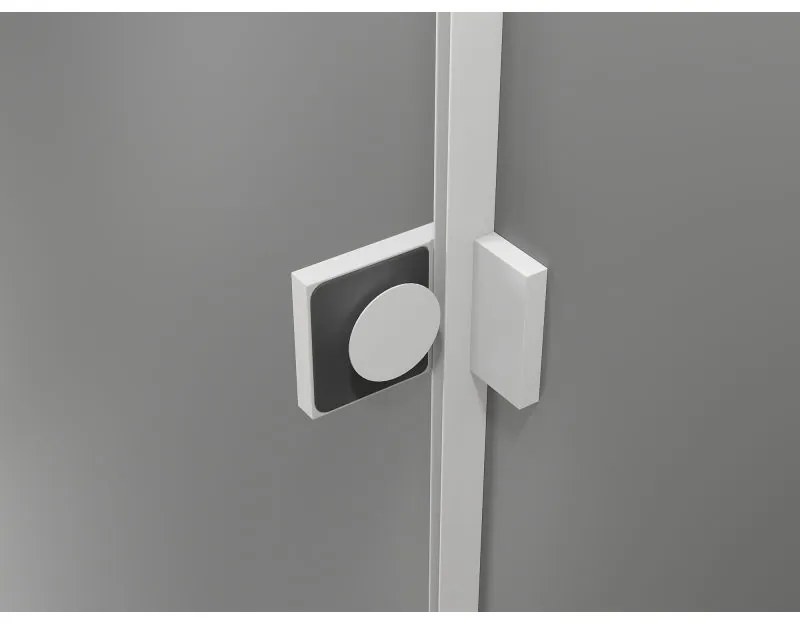 Mexen, Mexen Lunar ľavé otočné sprchové dvere 90 cm, transparentné, biele - 834-090-000-20-00-L