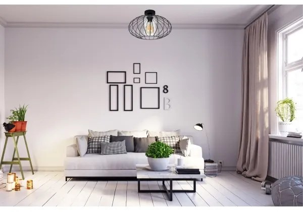 Prisadený luster CORRINI 1xE27/60W/230V pr. 34 cm čierna/číra