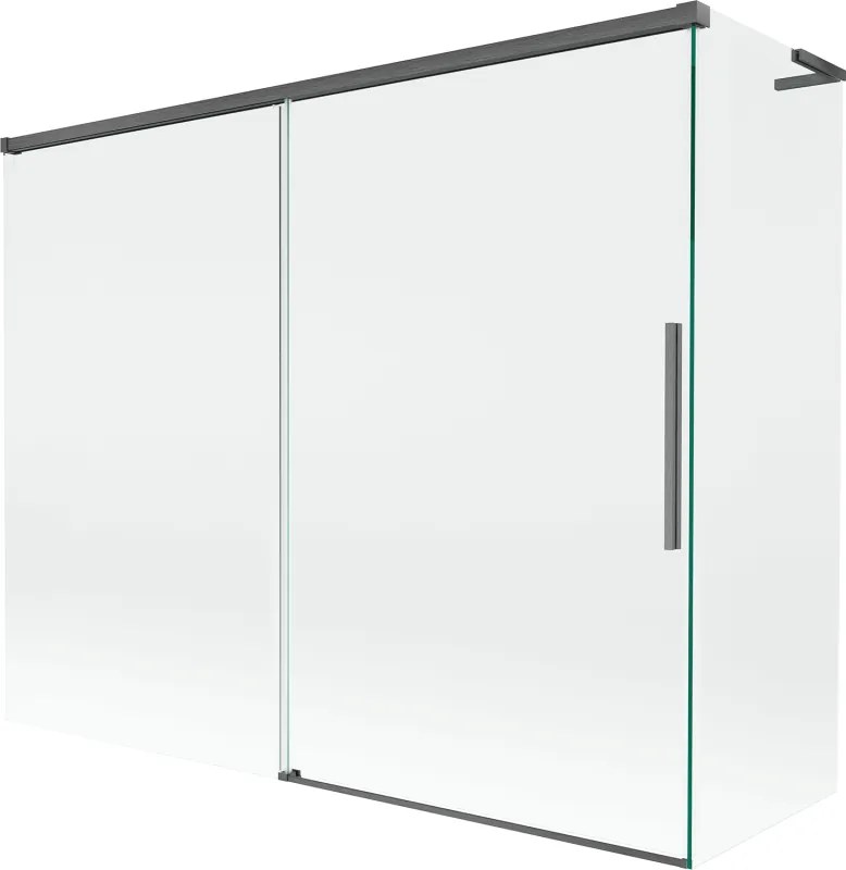 Mexen Rox, L 2-krídlová posuvná vaňová zástena 190 + 80 x 150 cm, 8mm číre sklo, brúsený grafit profil, 8C9L-190-080-66-00