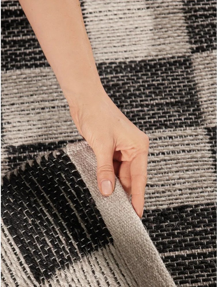 Čierny/krémovobiely obojstranný/ručne tkaný koberec s prímesou juty 200x300 cm Rex – Hanse Home