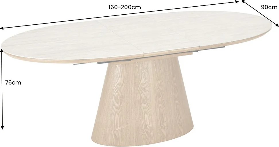 Oválny rozkladací jedálenský stôl Parthenia 160-200 cm dub