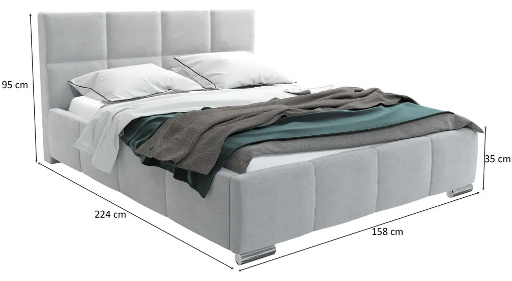 LUISI 140X200 ČALÚNENÁ MANŽELSKÁ POSTEĽ ČIERNA EKO-KOŽA S ÚLOŽNÝM PRIESTOROM