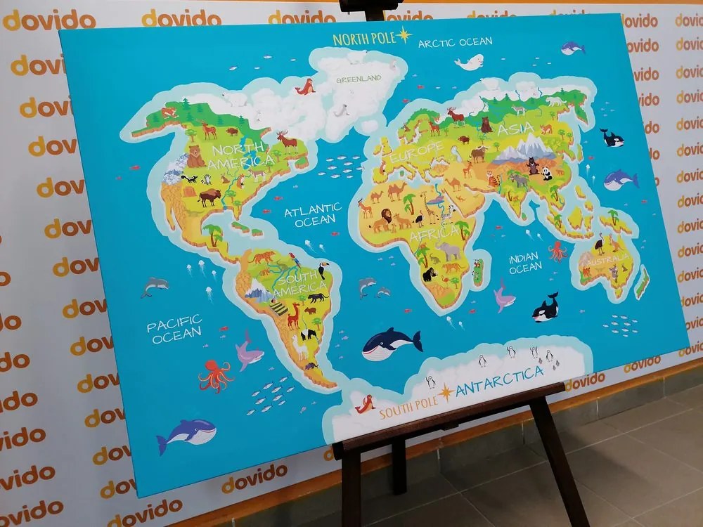Obraz zemepisná mapa sveta pre deti