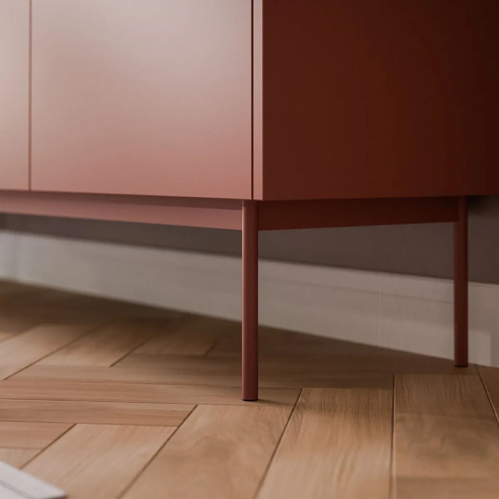 VYSOKÁ KOMODA LUCCA CERAMIC RED / DUB LINEA 97 cm