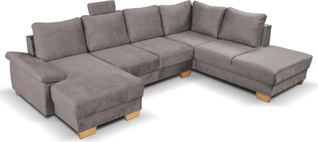 Sedacia súprava Chivas, tvar pravej U, kamenná hnedo-šedá látka