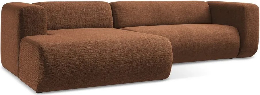 Rohová pohovka v terakotovej farbe (ľavý roh/s leňoškou) Ekahi – Makamii