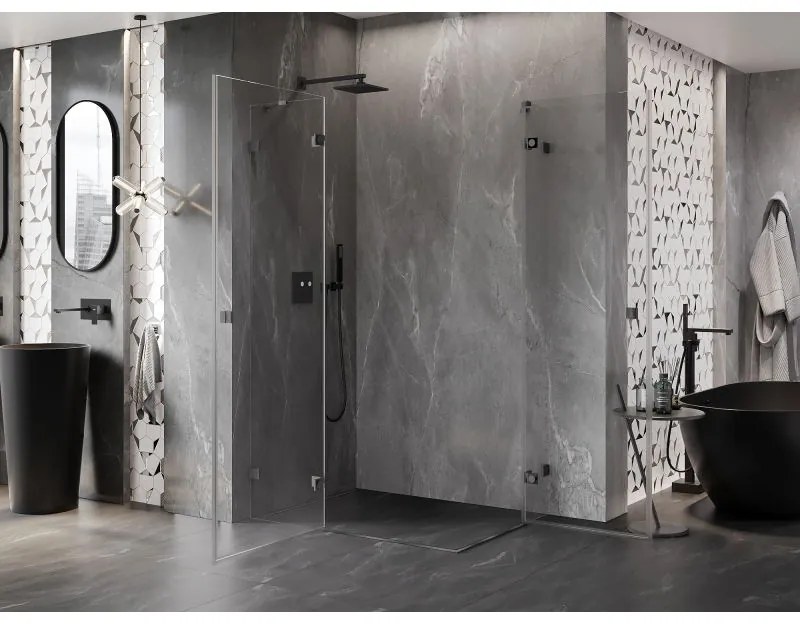 Mexen Lunar Duo, výklopný sprchový kút 115 x 85 cm, 8mm číre sklo, profil grafit brúsený, 834-115L-085P-66-00