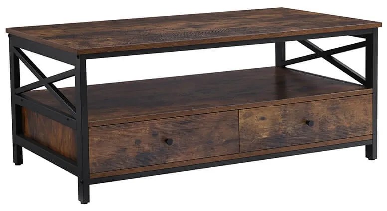 Konferenční stolek Houseland Rustic hnedý/čierny