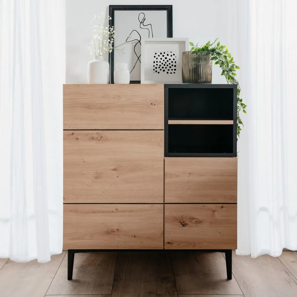 Skrinka 2-dverová Nola, dub artisan/čierna