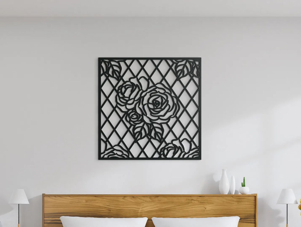 drevko Drevený obraz na stenu Ruže Rozmer obrazu: 32,5 x 32,5 cm, Farba dekorácie: Čierna
