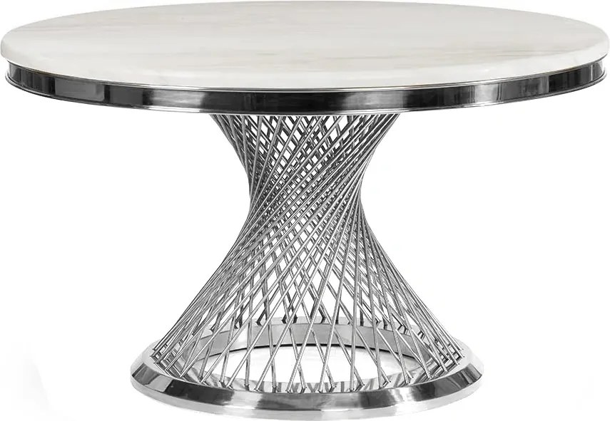 JEDÁLENSKÝ STÔL AUDREY BIELY MRAMOR + STRIEBORNÝ 100 x 75 cm