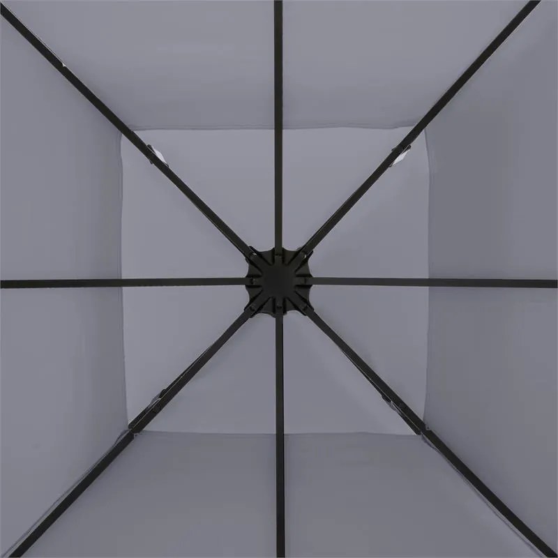 Odeon Grey, záhradný altánok, 3 x 3 m, oceľ, polyester, tmavošedý