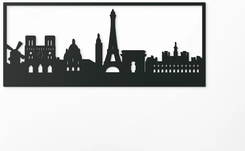 drevko Obraz Paríž Rozmer obrazu: 37 x 89 cm, Farba dekorácie: Čierna