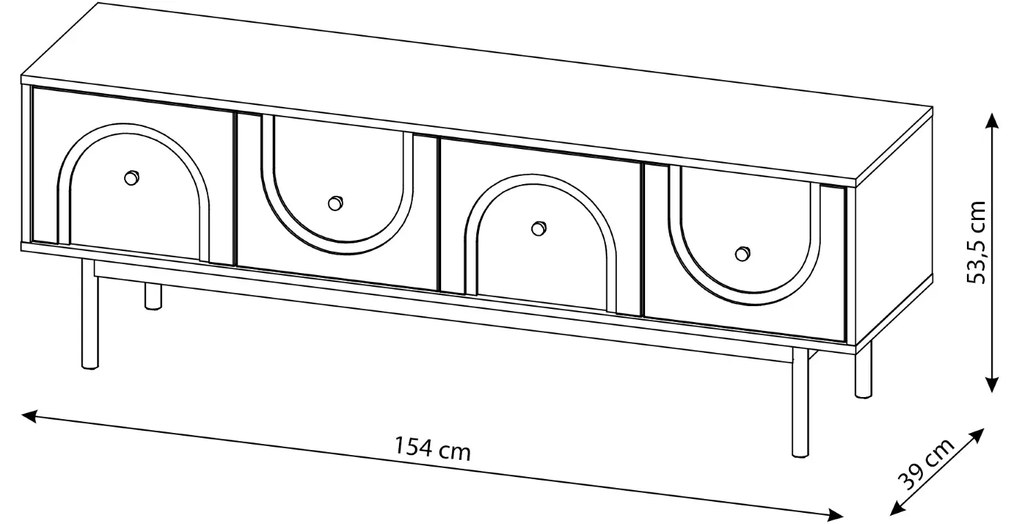 TV stolek Mazoma 154 cm černý/zlatý