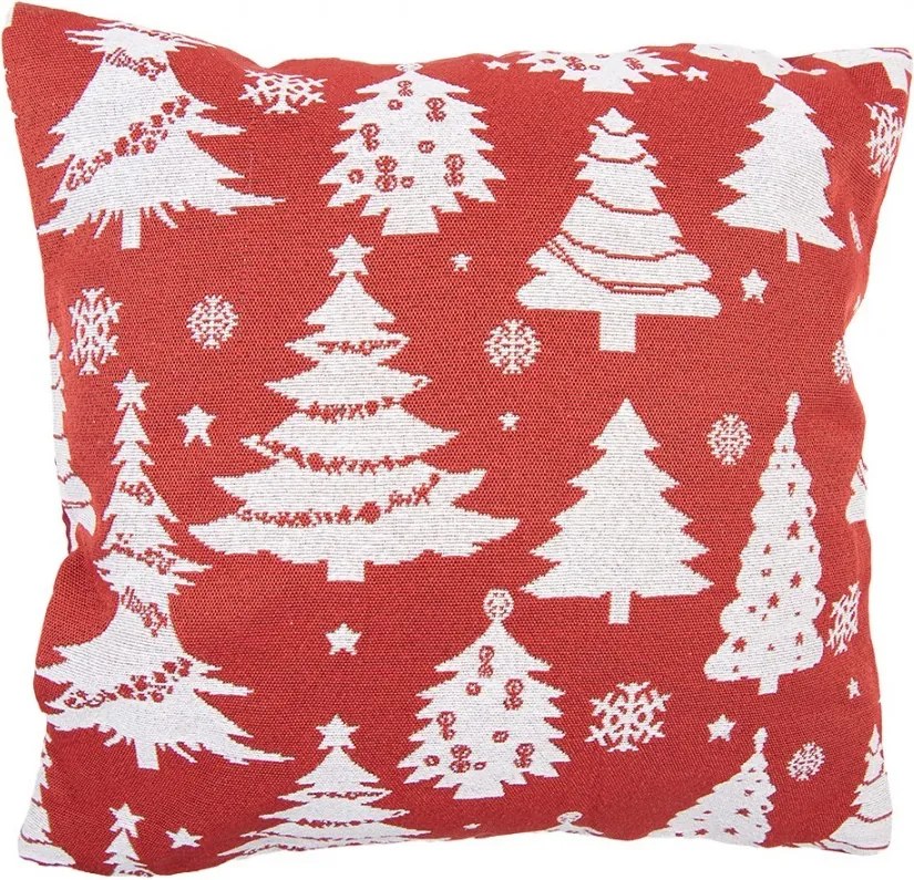 Bielo-červený dekoračný vankúš so snehovými vločkami - 44*44*4 cm