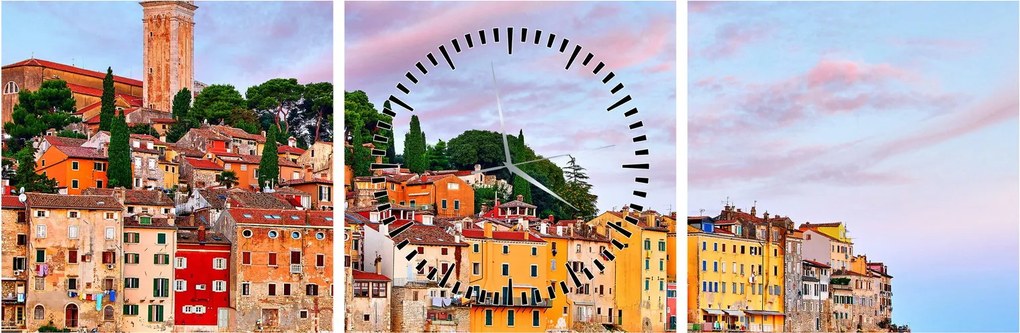 Obraz - Rovinj, Chorvátsko (s hodinami) (90x30 cm)