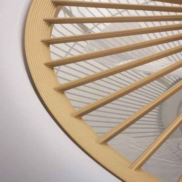 LED Stmievateľné stropné svietidlo s ventilátorom ZEPHYR LED/48W/230V zlatá + DO