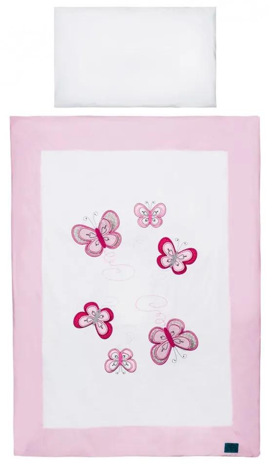 5-dielne posteľné obliečky Belisima Motýlik 90/120 ružové