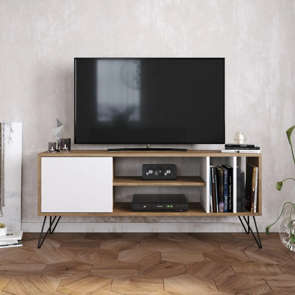 TV skrinka MISTICO 140 cm biela/orech