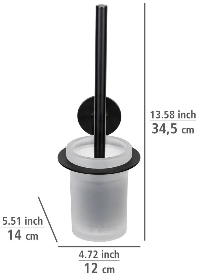 Matne čierna samodržiaca sklenená WC kefa Bivio – Wenko