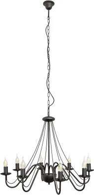 Luster na reťazi MALBO 8xE14/10W/230V čierny