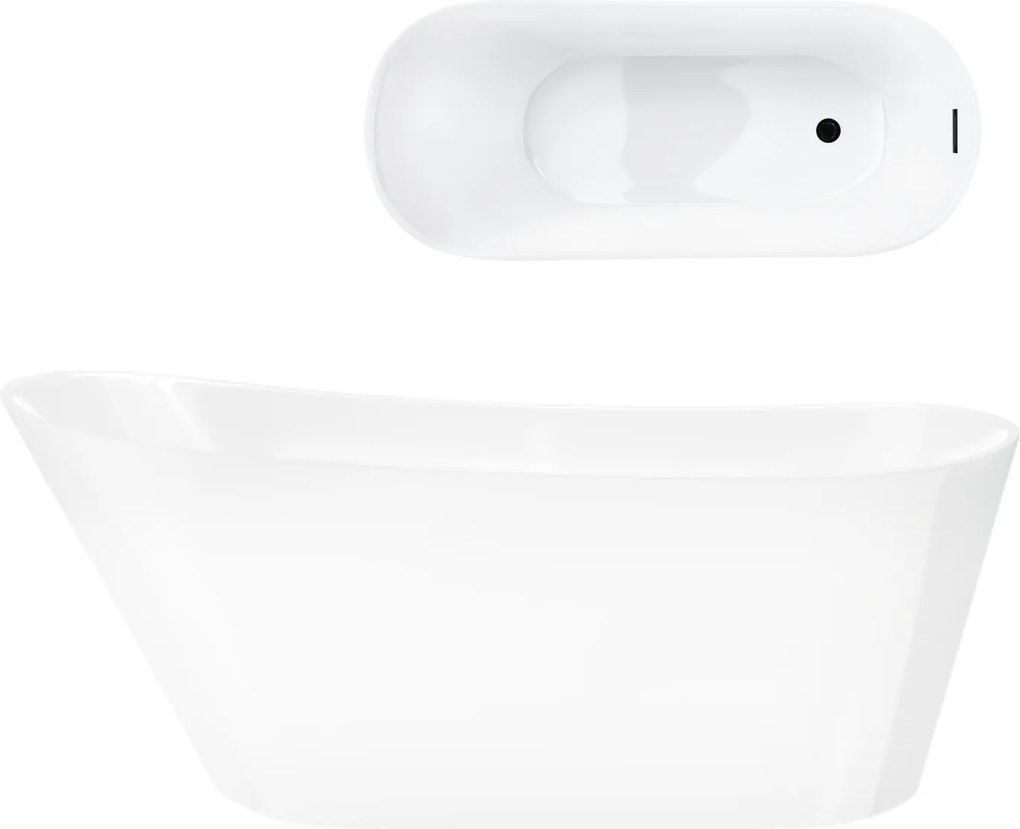 Voľne stojaca vaňa Corsan Estella 170 x 74 cm, korok klik-klak, čierna