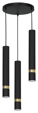 Závesné svietidlo RENO III loftové čierno-zlaté tuba
