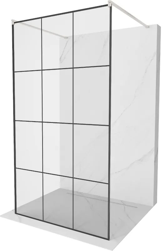 Mexen Kioto, sprchová zástena Walk-In 110 x 200 cm, 8mm sklo čierny vzor, brúsená oceľ profil,  800-110-002-97-77