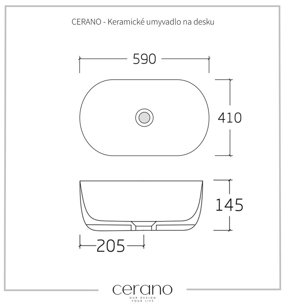 Cerano Deno, keramické umývadlo na dosku 590x410x145 mm, imitácia mramoru, CER-CER-428440