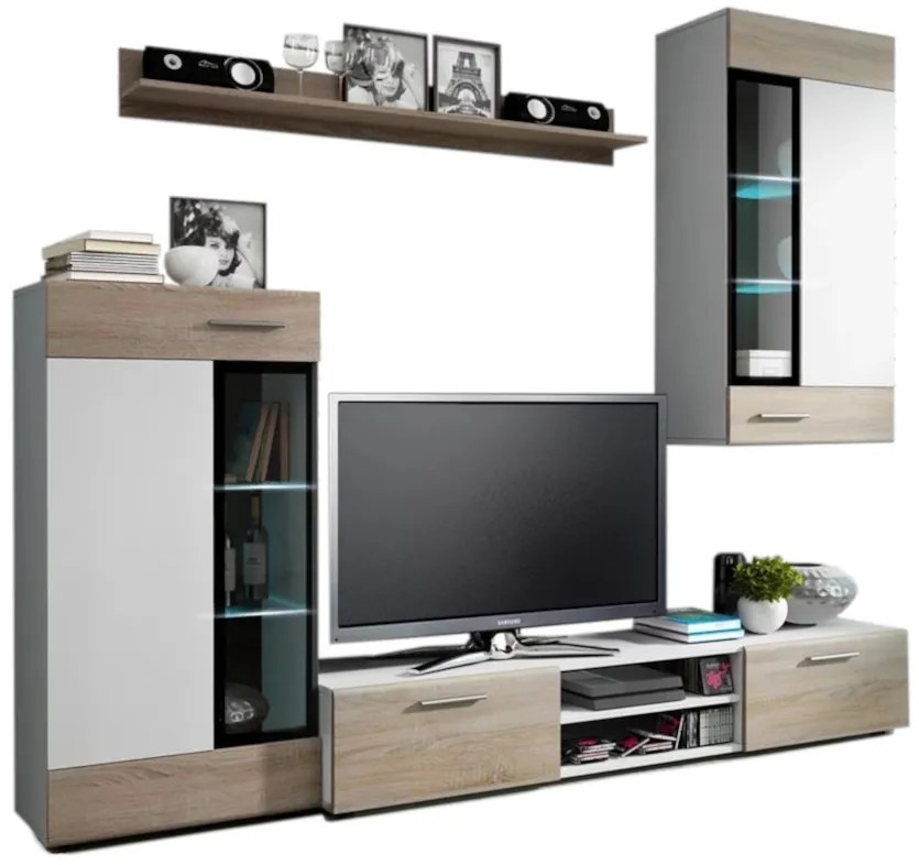 Obývacia stena TANGO, biela/sonoma